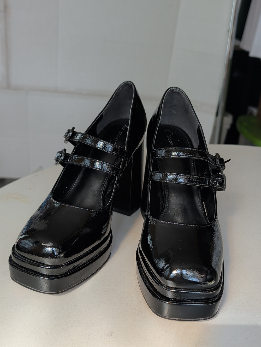 Circus Sam Edelman Black Man Made Material Double-Strap Platform Pumps SZ 8.5
